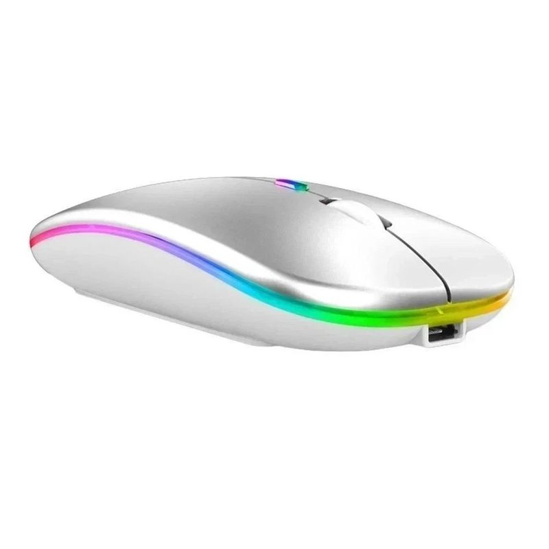 银色无线鼠标 RGB 呼吸灯 静音按键 细节图1